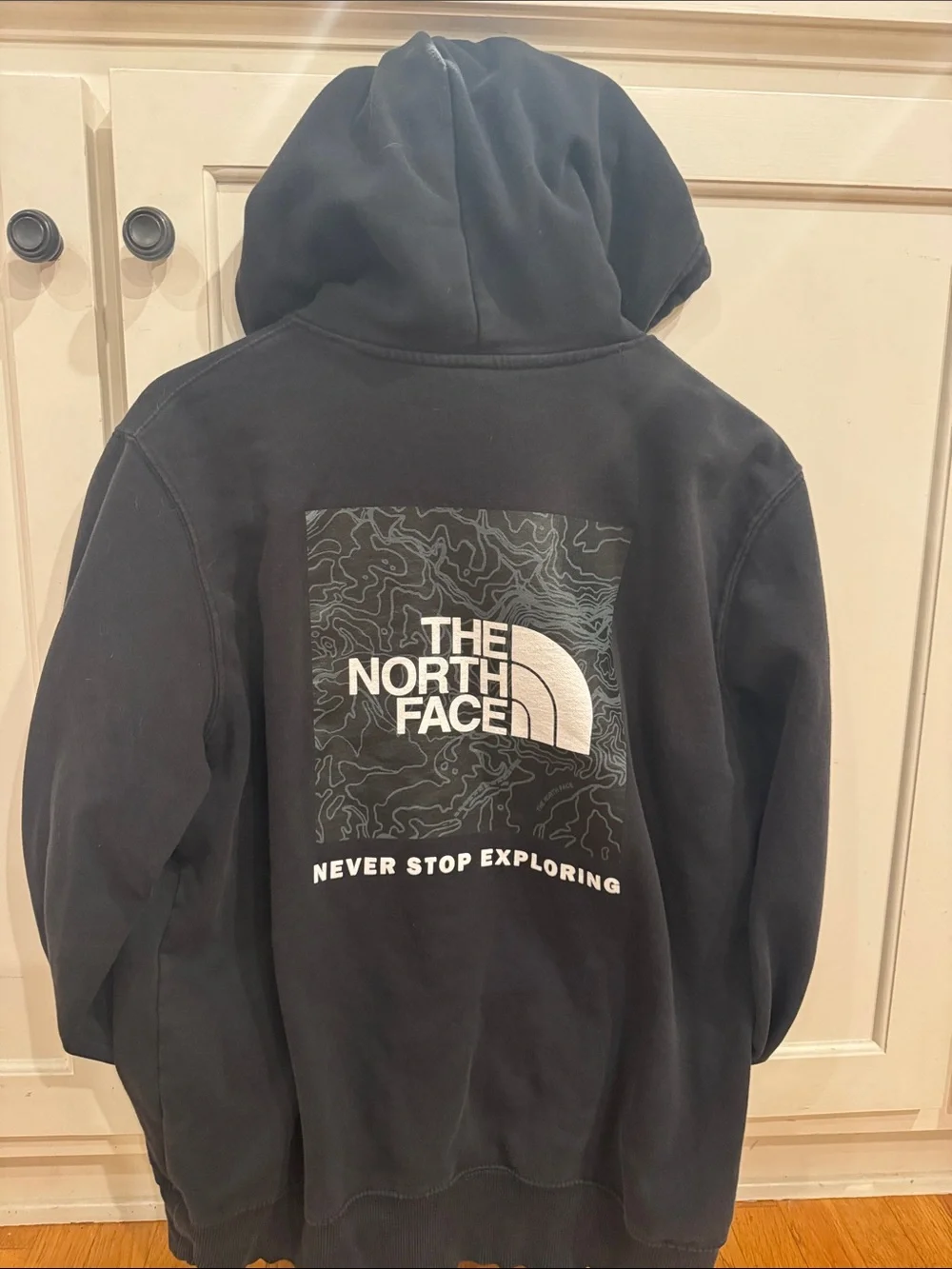 The North Face Men's Black Pullover Hoodie with White Logo fleece